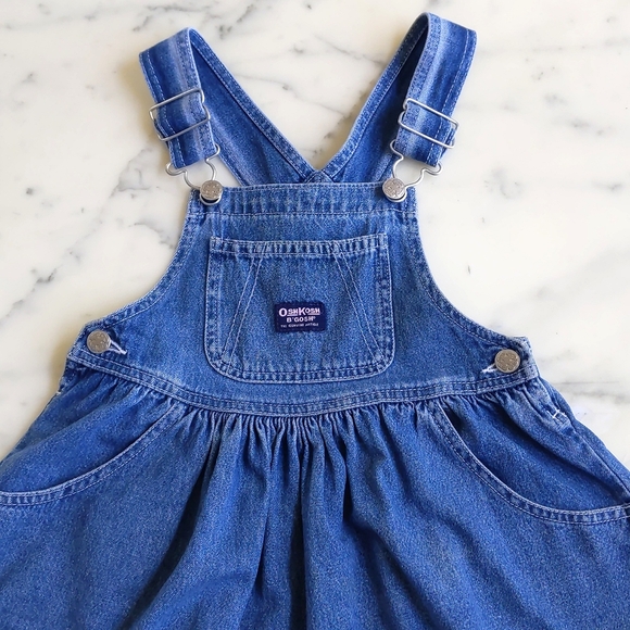 NWOT. OshKosh B'Gosh 100% Cotton Denim Overall Skirt with three pockets. - Picture 4 of 6